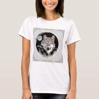 Ensamt grått vargdesign på t-shirt