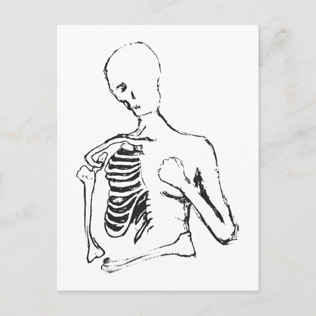 ensamt skelett vykort (Framsida)