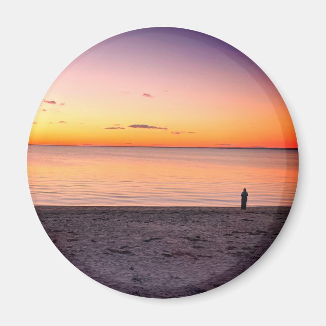 Ensamt stående på Ocean Beach Foto Magnet (Framsidan)