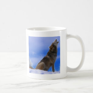 Ensamt tjuta utsatt för fara grå varg kaffemugg