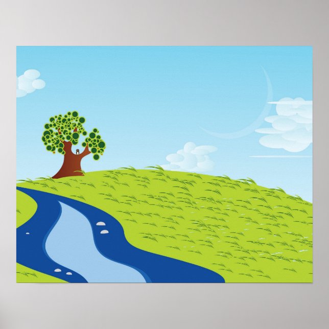 Ensamt träd illustration poster (Framsidan)