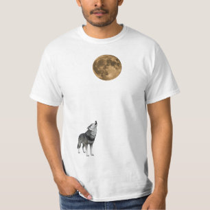 Ensamt vargskri vid gyllene fullmåne Wildlife Art T Shirt