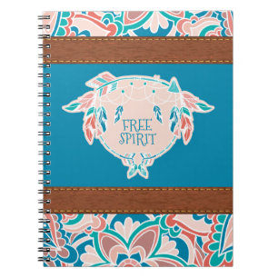 Ensamvarg Boho Fauxläder Anteckningsbok Med Spiral
