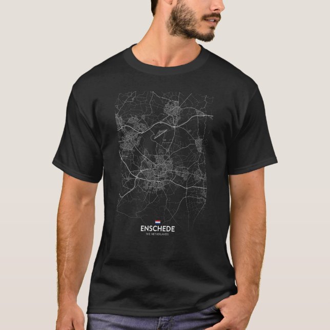 enschede netherlands City karta Travel souvenir T Shirt (Framsida)