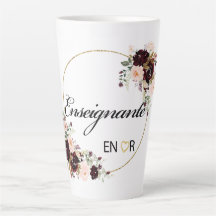Énseignante Blommigt Watercolor Latte Mugg