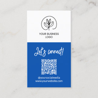 Ensidig blå Let's Connect QR-kod Visitkort