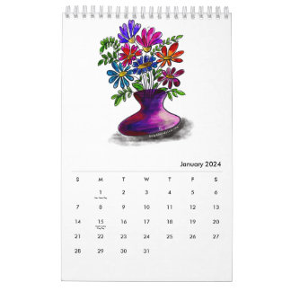 Ensidig Blommigt 2024-kalender Kalender