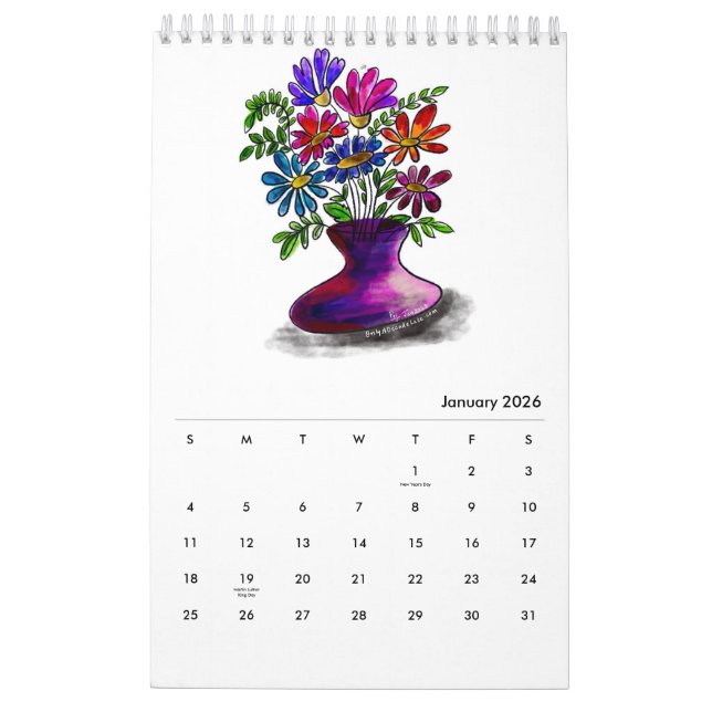Ensidig Blommigt 2024-kalender Kalender (Jan 2026)