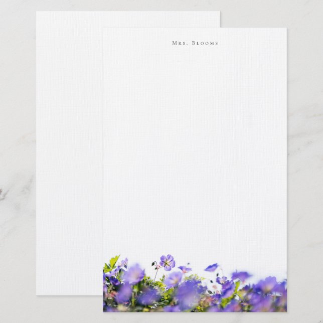 (Ensidig) Elegant blomster Personlig brevpapper (Fram/baksida)