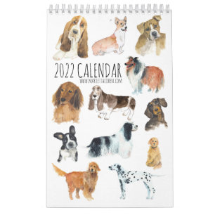 Ensidig kalender för 2023 HUNDAR, vit