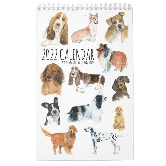 Ensidig kalender för 2023 HUNDAR, vit (Omslag)