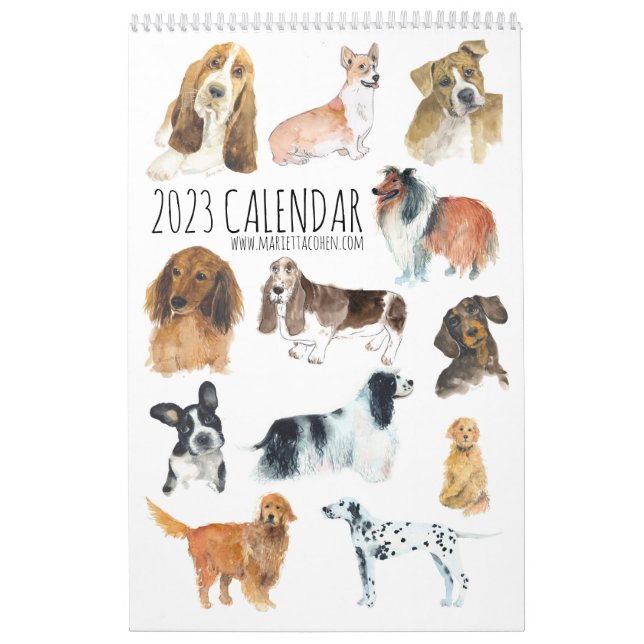 Ensidig kalender för 2023 HUNDAR, vit kalender (Omslag)