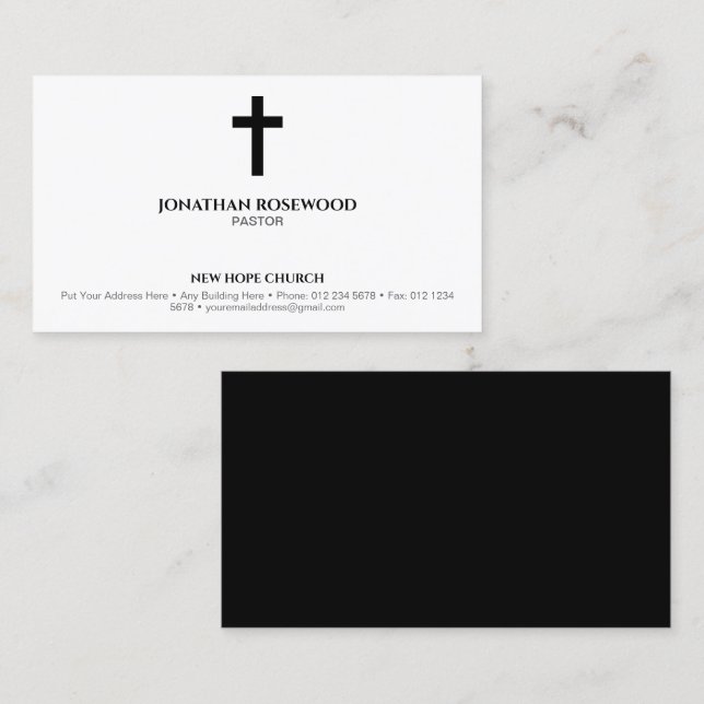 Ensidig minimalistisk kyrka | Pastor & Mission Visitkort (Fram/baksida)