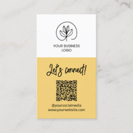 Ensidig mjuk gul Let's Connect QR-kod Visitkort