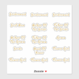 Enskild Brudens sida-titel Guld-kalligrafi Klistermärken