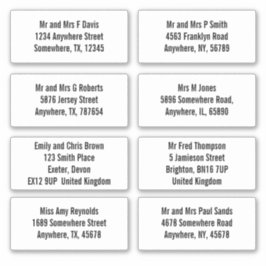 Enskilda Namn och Adress Lakan för mottagare Klistermärken