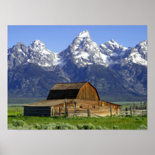 Enslig ladugård på storslagna Tetons Poster