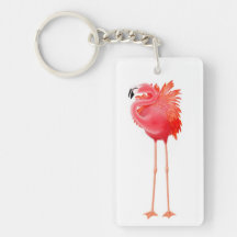 Enslig rosa Flamingofågel Keychain