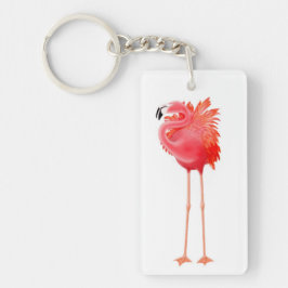 Enslig rosa Flamingofågel Keychain