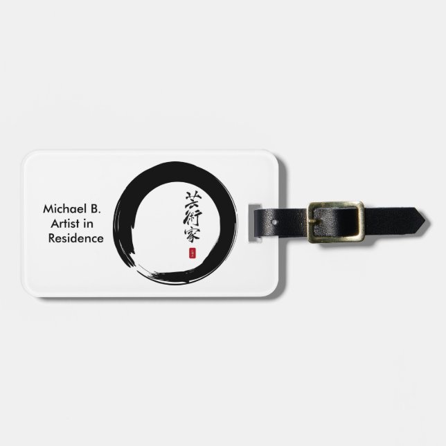 Enso Circle och Artist Calligraphy Bagagebricka (Horisontell Framsida)