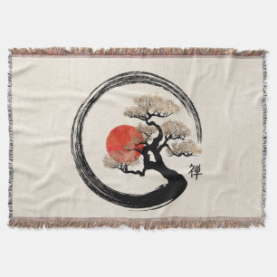 Enso Circle och Bonsai Träd på Canvas Filt