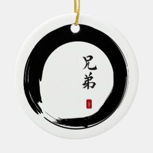 Enso Circle och Brother Calligraphy Julgransprydnad Keramik