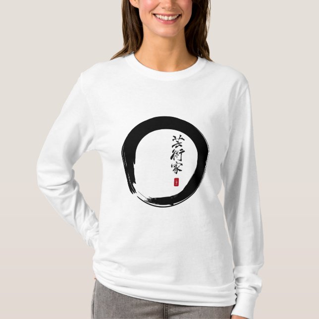 Enso med japanen för "konstnär ", t shirt (Framsida)