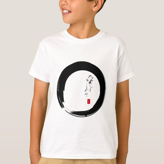 Enso med "With Kärlek"-kanji-text Tee Shirt (Framsida)