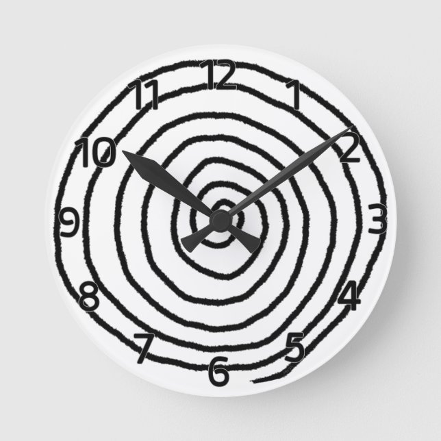 Enso tar tid på den spiral väggen (med numrerar), rund klocka (Framsida)