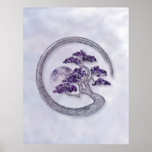 Enso Zen Circle Amethyst Bonsai Träd Poster