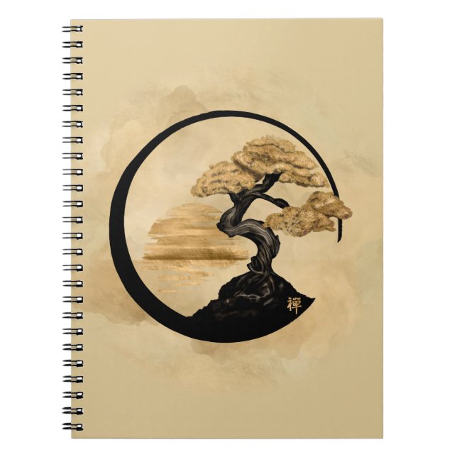 Enso Zen Circle Bonsai - Golden Sunrise Anteckningsbok (Framsidan)