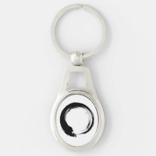 Enso Zen Circle Keychain Ovalt Silverfärgad Nyckelring