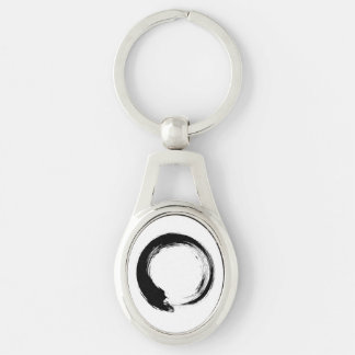 Enso Zen Circle Keychain Ovalt Silverfärgad Nyckelring