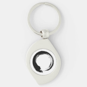 Enso Zen Circle Keychain Swirl Silverfärgad Nyckelring