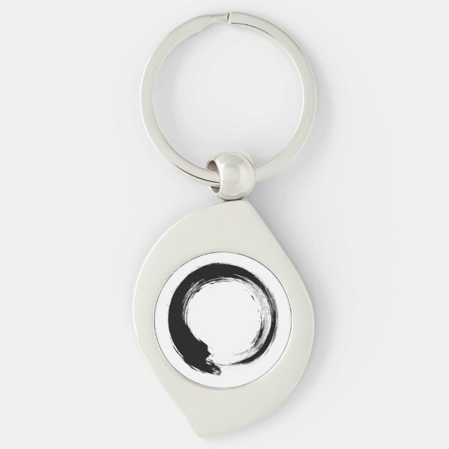 Enso Zen Circle Keychain Swirl Silverfärgad Nyckelring (Framsidan)