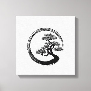 Enso Zen Circle och Bonsai Träd Canvastryck