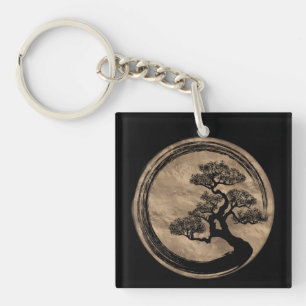 Enso Zen Circle och Bonsai Träd Guld
