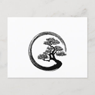Enso Zen Circle och Bonsai Träd Helg Vykort