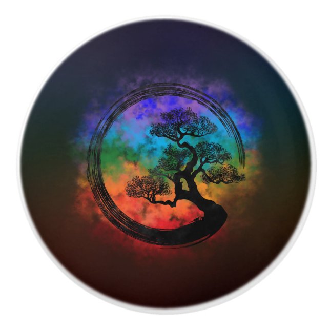 Enso Zen Circle och Bonsai Träd Nebula Knopp (Framsidan)