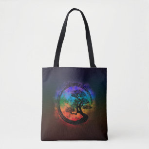 Enso Zen Circle och Bonsai Träd Nebula Tygkasse