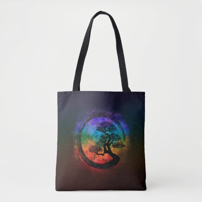 Enso Zen Circle och Bonsai Träd Nebula Tygkasse (Framsida)