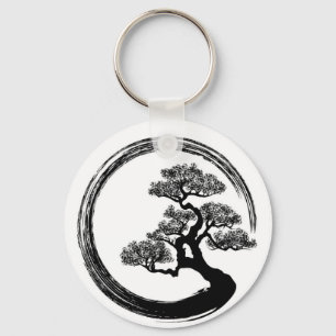 Enso Zen Circle och Bonsai Träd Nyckelring