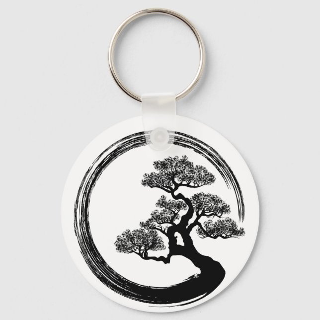 Enso Zen Circle och Bonsai Träd Nyckelring (Framsida)