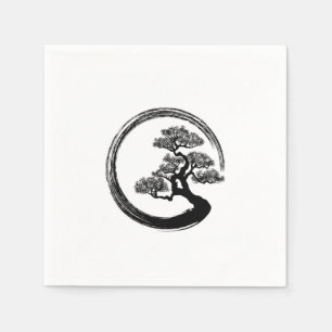 Enso Zen Circle och Bonsai Träd Pappersservett