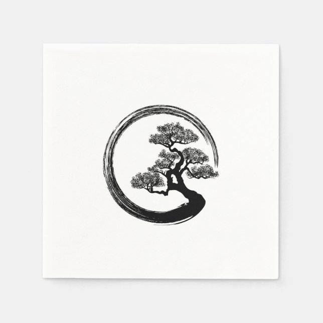 Enso Zen Circle och Bonsai Träd Pappersservett (Framsidan)