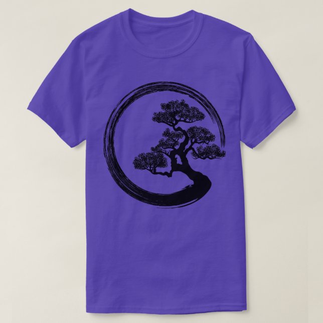 Enso Zen Circle och Bonsai Träd T Shirt (Design framsida)