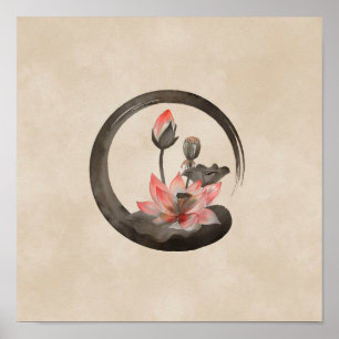 Enso Zen Circle och Lotus Poster