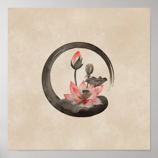 Enso Zen Circle och Lotus Poster (Framsidan)