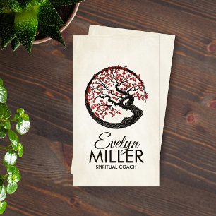 Enso Zen Circle Sakura Träd - Red Cherry Blommar Visitkort