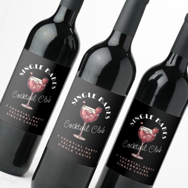 Enstaka tjejer Rosa Cocktail Tjejkväll Vinflaska Etikett (Skapare uppladdad)